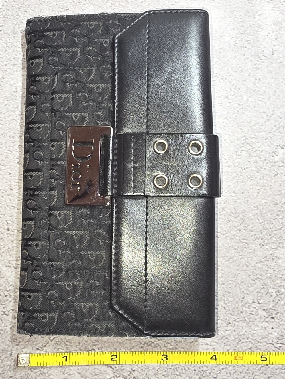 Dior Black Logo Jacquard Continental Wallet with Silver Hardware - Picture 4 of 17